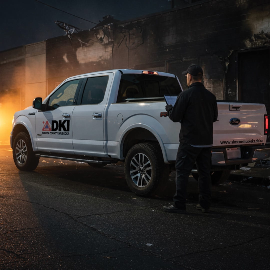 DKI truck at a home during an evening emergency call